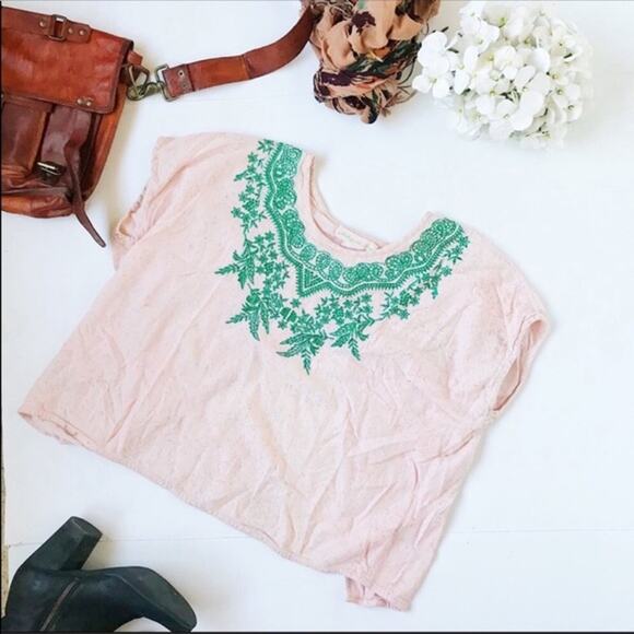 Urban Outfitters Staring At Stars Embroidered Open Back Boxy Crop Top Medium - Picture 1 of 4